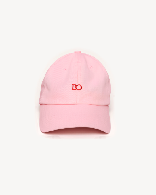 Birdie Club womens golf cap in pink with embroidered logo, detailed view.